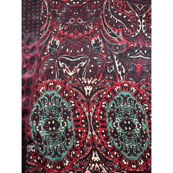 Zara Basic Women’s Size Small Red Satin Button Down BOHO Patchwork Blouse - Picture 11 of 11